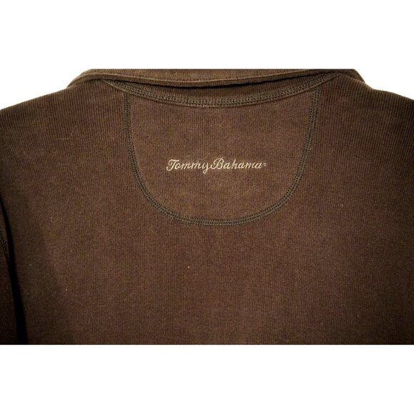 Tommy Bahama Pullover Sweatshirt Size XL Quarter Zip Black Ribbed Cotton - Picture 6 of 7